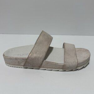 J Slides Women’s Edie, Pink Metallic Slide Sandals, Size 8 M